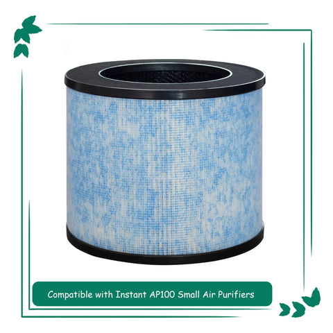 Replacement F100 Filter For Instant AP100 Small Air Purifier With H13 True HEPA, blue filter cylinder, antimicrobial coating