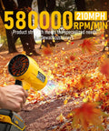 Person using Cordless Leaf Blower With 20V Power, Turbo Jet Brushless Motor Reaches Up To 580,000 RPM in autumn leaves