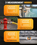 Water Flow Meter 1.5 Inch Inline Digital Flowmeter for Water Diesel Oil with NPT Thread showing measurement modes.