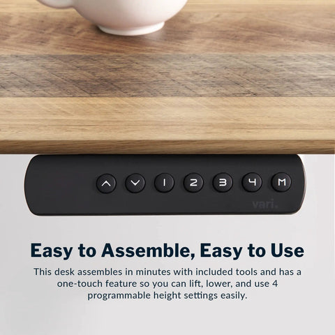 Premium Electric Height Adjustable Standing Desk 72 X 30 Inches with reclaimed wood top and user-friendly control panel.