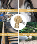 Pivoting Pressure Washer Adapter Kit With 240 Degree Rotation Gutter Cleaner Attachment Seven Nozzle Tips With Holder Quarter Inch Quick Connect Up To 4500 PSI Perfect For Car Washin And Reaching Tight Gutter Nooks in use on car rims and roof guttering.