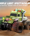 3 In 1 Amphibious RC Car Boat Water Gun With 2.4GHz Remote on beach, waterproof all-terrain monster truck style, green color