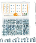 Solid Alloy Grease Nipple Fitting Kit 100 Pieces Sae And Metric Assortment M6 M8 M10 With 1/4 And 1/8 Inch Zinc Plated Rust Proof Seal For Heavy Duty Car Truck Maintenance And Auto Repair Jobs, open case with wrench