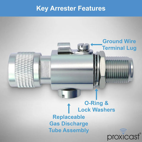 Beefed Up Coaxial Lightning Arrester For Outdoor Antennas With Wide Band Protection DC To 6 GHz N Male N Female Pro Grade 230V