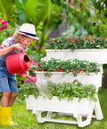 Child watering Two In One Three Tier Vertical Garden Planter Stand With Tray For Indoor And Outdoor Use No Fuss Freestanding Raised Planter