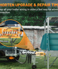 Close-up of 7 Way Trailer Wire Junction Box with Clear Color Coded Cover and 7 Pin Terminal Studs installed on trailer