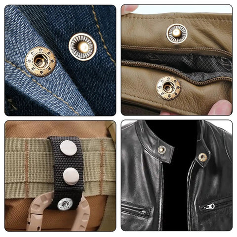 Leather Button Snap Kit 100 Sets 12.5mm With Four Fixing Tools Includes Cap Socket Closing Post And Stud for garment repair