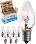 Ultimate 15 Watt Salt Lamp Replacement Bulbs 8 Pack For Himalayan Salt Lamps Chandeliers Baskets Wax Warmers And Night Lights With E12 Socket C7 Base Warm White, showing bulbs and open box
