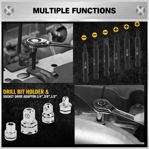 Image of 33 Piece Ratchet Wrench Set With SAE And Metric Sizing From One Quarter To Three Quarters Inches And Six To Eighteen Millimeters in use