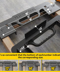 Heavy Duty 3 In 1 Multi Angle Framer With 16 Inch On Center Layout Gauge showing measurement markings on a framing tool