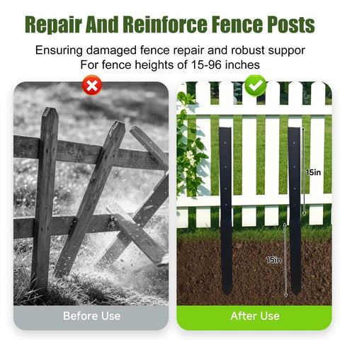 Tough As Nails Fence Post Repair Kit, 4 Pack, Galvanized Steel Anchor Brackets, Weather Resistant Ground Stakes For Leaning Or Broken 4x4 And 6x6 Wooden Posts For Deck, Garden, And Mailbox