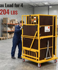 Heavy Duty Five Inch Industrial Grade Caster Wheels With Total Locking Brakes Smooth Rolling Set Of Four, 2204 lbs max load shown in warehouse.