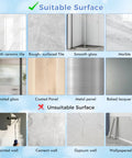 Suction Cup Towel Bar 24 Inch Adjustable No Drill Removable Wall Mounted Towel Rack With 5 Sliding Hooks surface compatibility guide