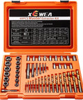 49 Piece Screw And Bolt Extractor Set With Left Hand Drill Bits For Damaged Bolts And Stripped Screws Pro Grade Multi Spline Easy Out Removers For Nuts Studs And Fittings In A Heavy Duty Case in orange case