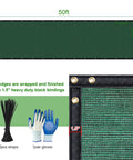 Privacy Fence Screen With Gloves 6X50Ft Heavy Duty 220Gsm HDPE Blockage 98 Percent features grommets, straps, and gloves