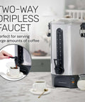 100 Cup Coffee Urn And Hot Beverage Dispenser With Dripless Faucet, Quick Brew For Big Batches, Stainless Steel Warmer