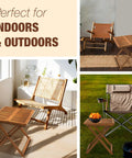 Folding Wooden Side Table, Portable And No Assembly Needed, for outdoor and indoor use, patio and camping setups.