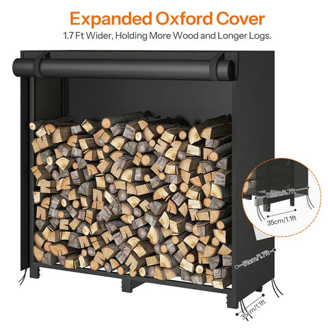 Adjustable Firewood Rack With Cover For Indoor And Outdoor Use, Heavy Duty Log Holder With Weatherproof Oxford Fabric Cover
