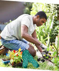 Gardener wearing 8 Pcs Lawn Aerator Shoes Straps Durable Fixing Bands For Gardening Footwear while planting