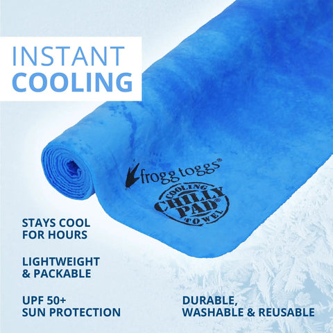 Chilly Pad Instant Cooling Towel For Sports And Outdoors, Reusable 33 By 13 Neck Towel in sky blue with branding