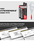 HyperSmoke Automotive Smoke Machine And Evap Vacuum Leak Tester with OEM approved smoke fluid and guide books visible.
