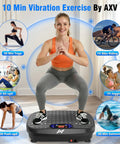 Woman performing squats on Vibration Plate Exercise Machine For Full Body Training And Muscle Activation Fitness Platform.