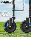 5 Inch Spring Loaded Gate Caster With Side Brake For Outdoor Wooden Gates And Fences, Heavy Duty Wheel With 360 Degree Swivel, Anti Sag Gate Kit, 220 Lb Capacity, Black, 1 Pack