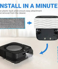 Installation guide for Washable And Reusable Wet Mopping Pads For iRobot Braava Jet M6 on a robot mop with gray microfiber pad