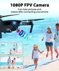 Foldable Camera Drone For Adults And Kids With 1080P FPV Video Easy Start RC Quadcopter filming family on beach with adjustable lens