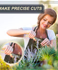 Woman using 30 Pieces Garden Shears Pruning Scissors Heavy Duty Plant Clippers Set for Yard Work, trimming plants.