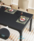 Top view of Extra Long Dining Table With Badass Steel Legs, Rectangle Kitchen Table 79 x 28 x 30 inches, black wood top, perfect for hosting.