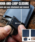 Top Shelf Genuine Cowhide Leather Sheath For Japanese Oire Nomi Chisel Edge Guard Hook-and-loop closure demonstration.