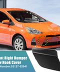 Front Right Bumper Tow Hook Cover for Toyota Prius C 2012 2014 Unpainted Black Eye Cap Replacement OE 52127 52941 displayed
