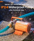 12V DC Water Transfer Pump With Self Priming, 330 GPH Portable Electric Pump Include 6Ft Suction Hose Kit In Outdoor Use