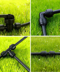 44-pc quick-connect drip irrigation fittings kit for 1/4 inch tubing with four shut-off valves, tees, elbows, and end plugs