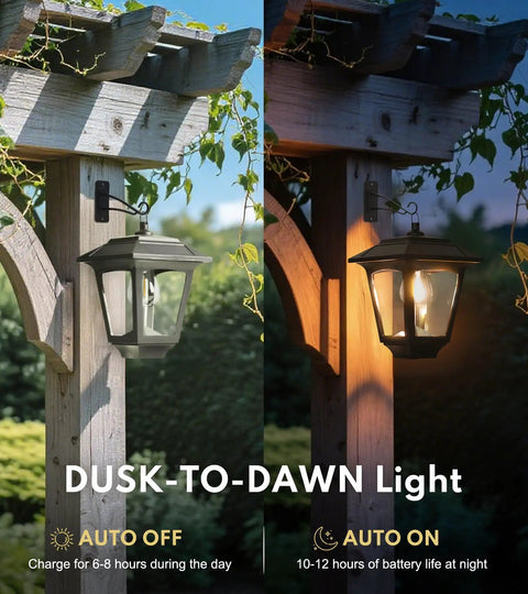 4 Pack Aluminum Outdoor Hanging Solar Lanterns With 4 Solar Panels Dusk To Dawn LED Waterproof Anti Rust Wall Lanterns With Hooks