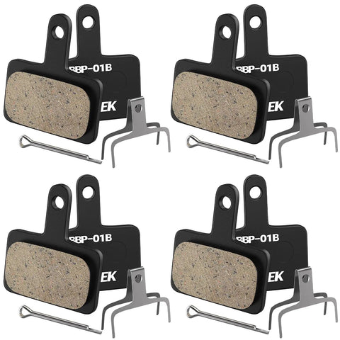 Beefy Stopping Power Low Noise Resin Disc Brake Pads For Mountain Bikes, High Performance Heat Resistant With Springs 4 Pairs Black