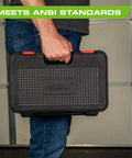 Person holding case of Impact Socket Set For 3/8 And 1/2 Inch Drive, 5/16 To 3/4 Inch And 8mm To 19mm, 38 Piece CrV Steel Tools