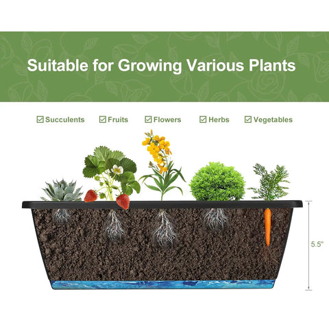Cross-section of raised garden bed showing roots of succulents, fruits, flowers, and herbs suitable for Five Tier Vertical Garden Planter For Balcony Or Patio No Bend Ergonomic Design Space Saving Raised Garden Bed For Herbs Flowers And Vegetables Easy Setup Durable Weather Resistant Black.