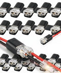 Two Pin Quick Clip Wire Connectors With Locking Buckle for Quick DIY Wiring, 100 Pack Snap On Plug In Blocks for Strip Lights