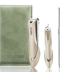 Three Piece Nail Clipper Set With Anti Splash Fingernail Clippers And Ear Pick Stainless Steel Nail Cutter Kit For Men And Women Includes Straight Edge And Oblique Edge Clippers Plus Leather Case Pro Grade Quality.