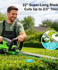 Man using Cordless Hedge Trimmer With Battery And Charger Included, 22 Inch Dual Action Blades, 3000 RPM Motor on bushes