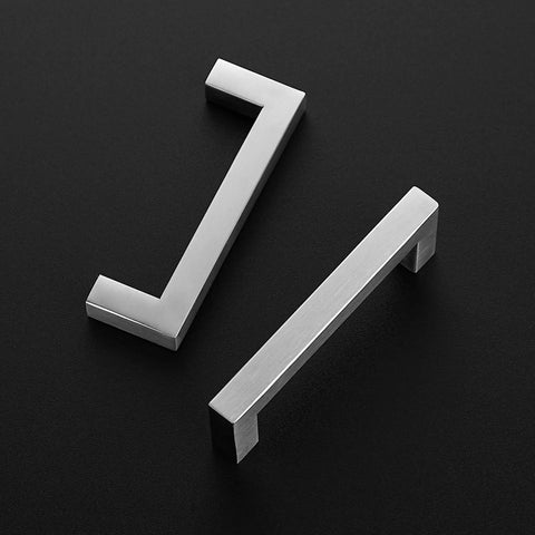 Satin Nickel cabinet handles, 3.75 inch, square design, 60 Pack 3.75 Inch Square Cabinet Handles In Satin Nickel Brushed Nickel Finish