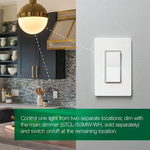 Slick Gliding Touch Led Dimmer Switch With Integrated Locator Light Single Pole Three Way Wiring Configuration For House Fixtures Heavy Duty Craftsmanship No Sweat Install in modern kitchen setting.