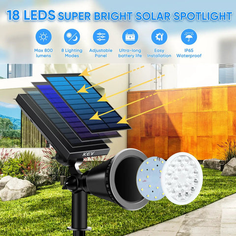 Hella Bright 800 Lumen Solar Spot Lights Outdoor Adjustable IP65 Waterproof Flood Fixtures For Backyard Driveway Patio Lawn And Yard Landscaping Cool White 4 Pack