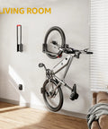 Swivel Bike Wall Mount No Heavy Lifting Required For Garage Hanger displayed with bike in modern living room.