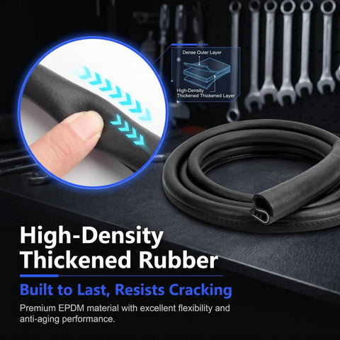 2 Pack Car Door Weather Stripping B Pillar Seal Rubber U Shape Edge Trim 2.62 Ft demonstrating high-density rubber layer