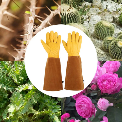 Long Rose Pruning Gloves For Women And Men, Anti Stab Garden Gloves, Heavy Duty Full Grain Cowhide Leather Work Gloves