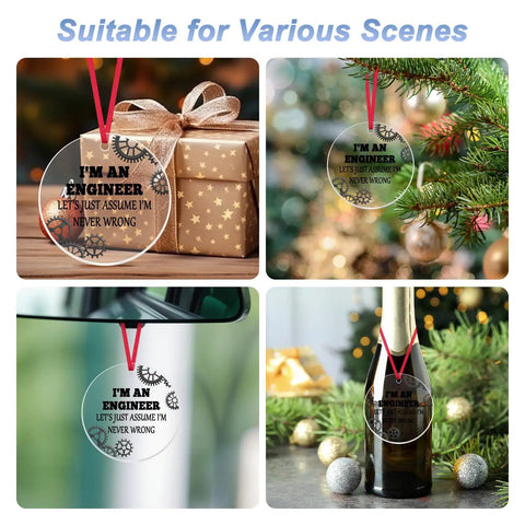 Mechanical Engineer Ornament Gift For Engineers And Engineering Students Christmas Decor Keepsake With Lanyard And Velvet Pouch on tree, package, bottle, mirror.