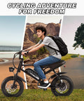 Teen riding Compact 16 Inch Fat Tire Electric Bike For Teens And Adults With 500W Motor 36V 12.8Ah Removable Battery triptych scenery